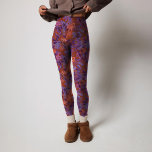 Modern donkerrood Paarse tropische bladpatroon Leggings<br><div class="desc">Als natuur liefhebber en reisverslaafde kwam dit ontwerp uit mijn herinnering aan deze reizen. De prachtige tropische bladpatroon print heeft tinten van paarse en rode.</div>
