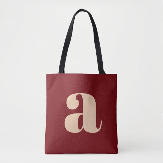 Modern donkerrood vet retro monogram Initiaal Tote Bag (Voorkant)