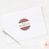 Modern Donkerrood & Wit Inblikjesetiket Ronde Sticker (Envelop)