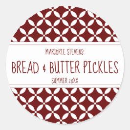 Modern Donkerrood & Wit Inblikjesetiket Ronde Sticker