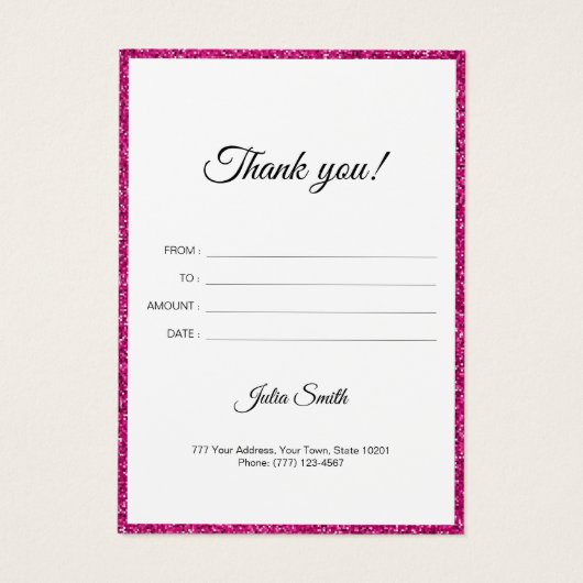 Modern Donkerroze met Glitter Effect Visitekaartje (Achterkant)