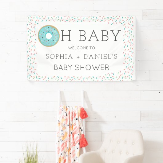 Modern Donut Baby shower Vinyl Welkomstbanner Spandoek (Insitu)
