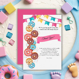 Modern Donut Baby Sprinkles Baby shower Bedankkaart