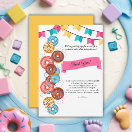 Modern Donut Baby Sprinkles Baby shower Bedankkaart