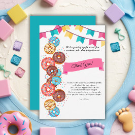 Modern Donut Baby Sprinkles Baby shower Bedankkaart