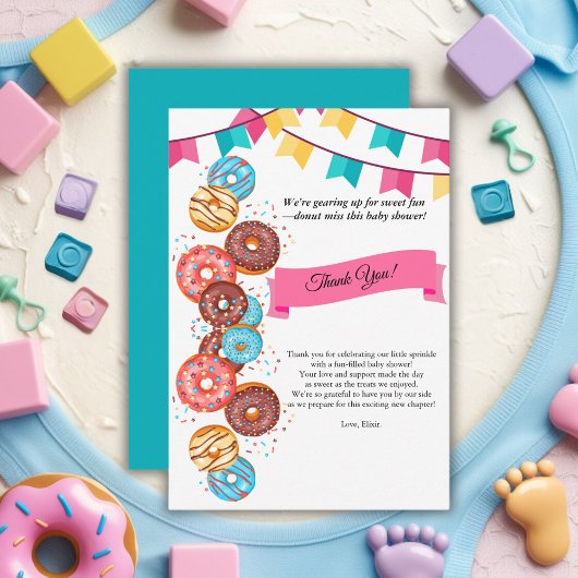 Modern Donut Baby Sprinkles Baby shower Bedankkaart