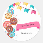 Modern Donut Baby Sprinkles Baby shower Ronde Sticker (Voorkant)