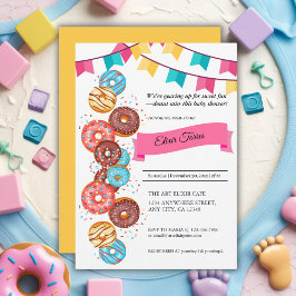 Modern Donut Baby Sprinkles Baby shower Uitnodigin Kaart