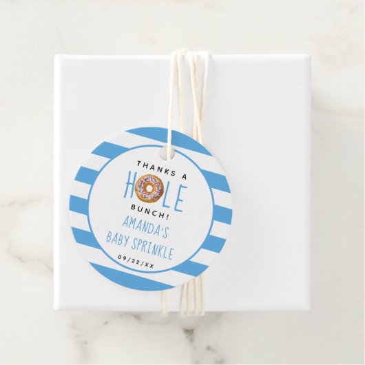 Modern Donut Boys Baby shower Sprinkle Bedankt Bedankjes Labels (In situ)