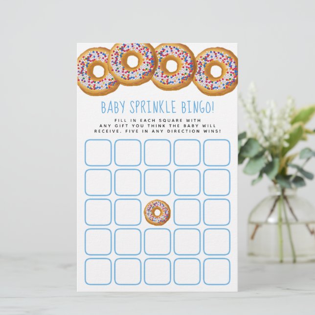 Modern Donut Boys Baby shower Sprinkle Bingo (Staand voorkant)