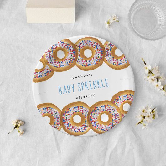 Modern Donut Boys Baby shower Sprinkle Papieren Bordje