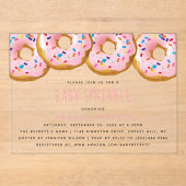 Modern Donut Girls Baby shower Sprinkle Acryl Uitnodigingen (Voorkant)
