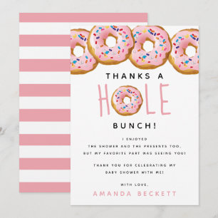 Modern Donut Girls Baby shower Sprinkle Bedankkaart