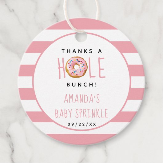 Modern Donut Girls Baby shower Sprinkle Bedankt Bedankjes Labels (Voorkant)