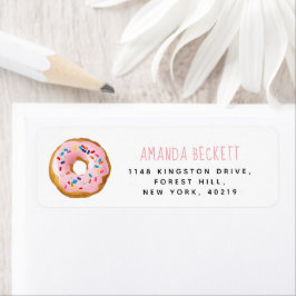 Modern Donut Girls Baby shower Sprinkle Etiket