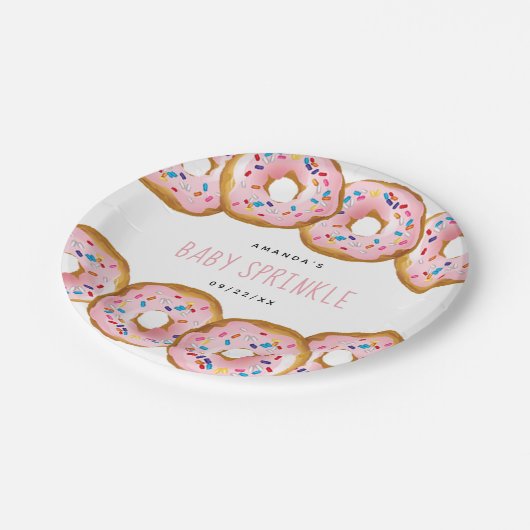 Modern Donut Girls Baby shower Sprinkle Papieren Bordje (Gekanteld)