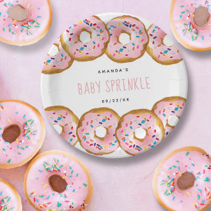 Modern Donut Girls Baby shower Sprinkle Papieren Bordje