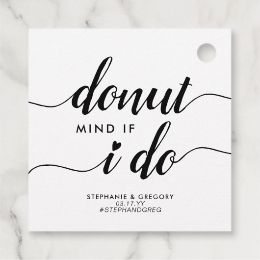 Modern Donut Mind Als ik Hart Script Bruiloft Bedankjes Labels (Achterkant)