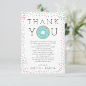 Modern Donut Sprinkles Baby shower dank u kaart (Staand voorkant)