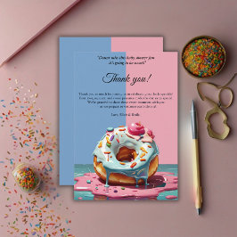 Modern Donut Sprinkles Genderneutraal Baby shower Bedankkaart