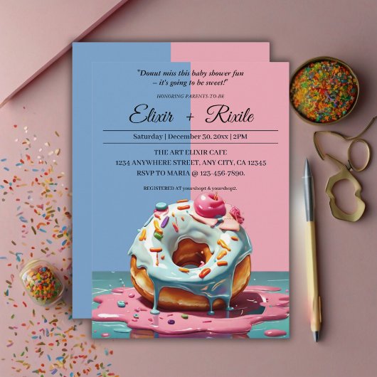 Modern Donut Sprinkles Genderneutraal Baby shower Kaart