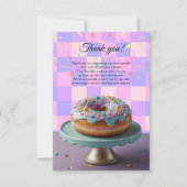 Modern Donut Sprinkles Geruit Baby shower Bedankkaart (Voorkant)