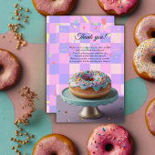 Modern Donut Sprinkles Geruit Baby shower Bedankkaart