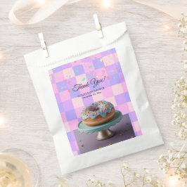 Modern Donut Sprinkles Geruit Baby shower Bedankzakje