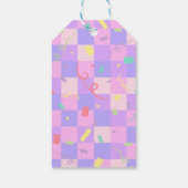 Modern Donut Sprinkles Geruit Baby shower Cadeaulabel (Achterkant)