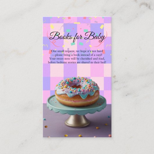 Modern Donut Sprinkles Geruit Baby shower Informatiekaartje (Voorkant)