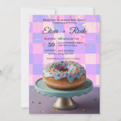 Modern Donut Sprinkles Geruit Baby shower Kaart (Voorkant)