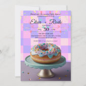 Modern Donut Sprinkles Geruit Baby shower Kaart (Voorkant)