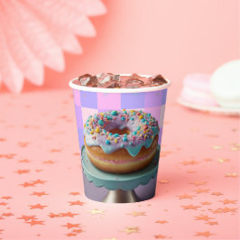 Modern Donut Sprinkles Geruit Baby shower Papieren Bekers