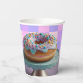 Modern Donut Sprinkles Geruit Baby shower Papieren Bekers (Achterkant)