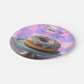 Modern Donut Sprinkles Geruit Baby shower Papieren Bordje (Gekanteld)