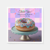 Modern Donut Sprinkles Geruit Baby shower Servet (Voorkant)