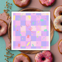 Modern Donut Sprinkles Geruit Baby shower Servet