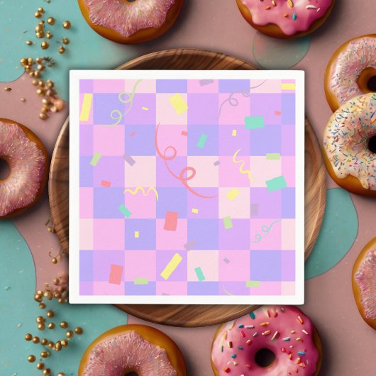 Modern Donut Sprinkles Geruit Baby shower Servet