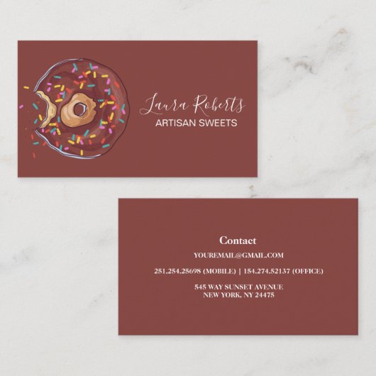 Modern Donuts Artisan Sweets Bakery Visitekaartje (Voorkant / Achterkant)