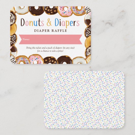 Modern Donuts & Diapers Baby shower Sprinkl Raffle Informatiekaartje (Voorkant / Achterkant)