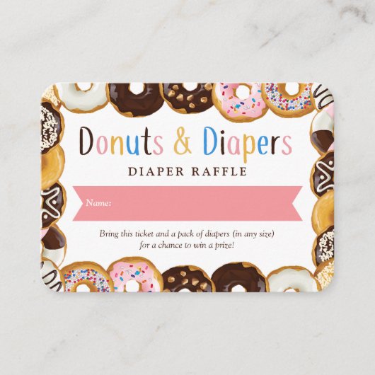 Modern Donuts & Diapers Baby shower Sprinkl Raffle Informatiekaartje (Voorkant)