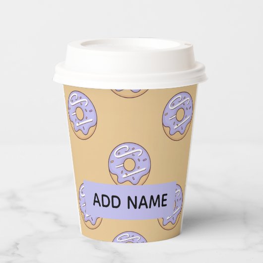 Modern Donuts-patroon met naam Papieren Bekers (Voorkant)