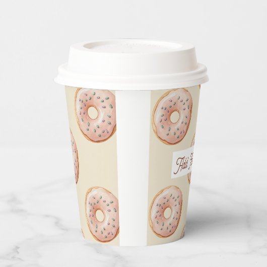 Modern Donuts Pattern With Name or Text Papieren Bekers (Links)