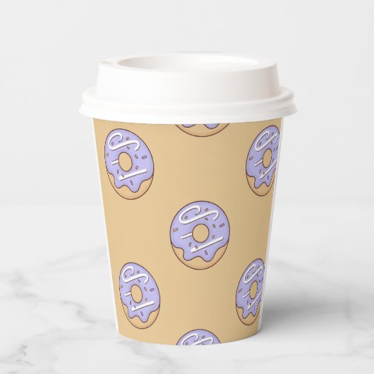 Modern Donuts Pattern With Name Papieren Bekers (Achterkant)