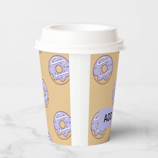 Modern Donuts Pattern With Name Papieren Bekers (Rechts)