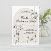 Modern doodle Graduation Invitation Kaart (Staand voorkant)