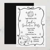 Modern doodle Graduation Invitation Kaart (Voorkant / Achterkant)