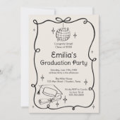 Modern doodle Graduation Invitation Kaart (Voorkant)