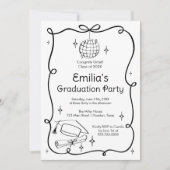 Modern doodle Graduation Invitation Kaart (Voorkant)