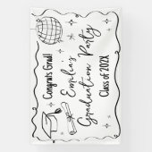 Modern doodle Graduation party backdrop  Spandoek (Verticaal)